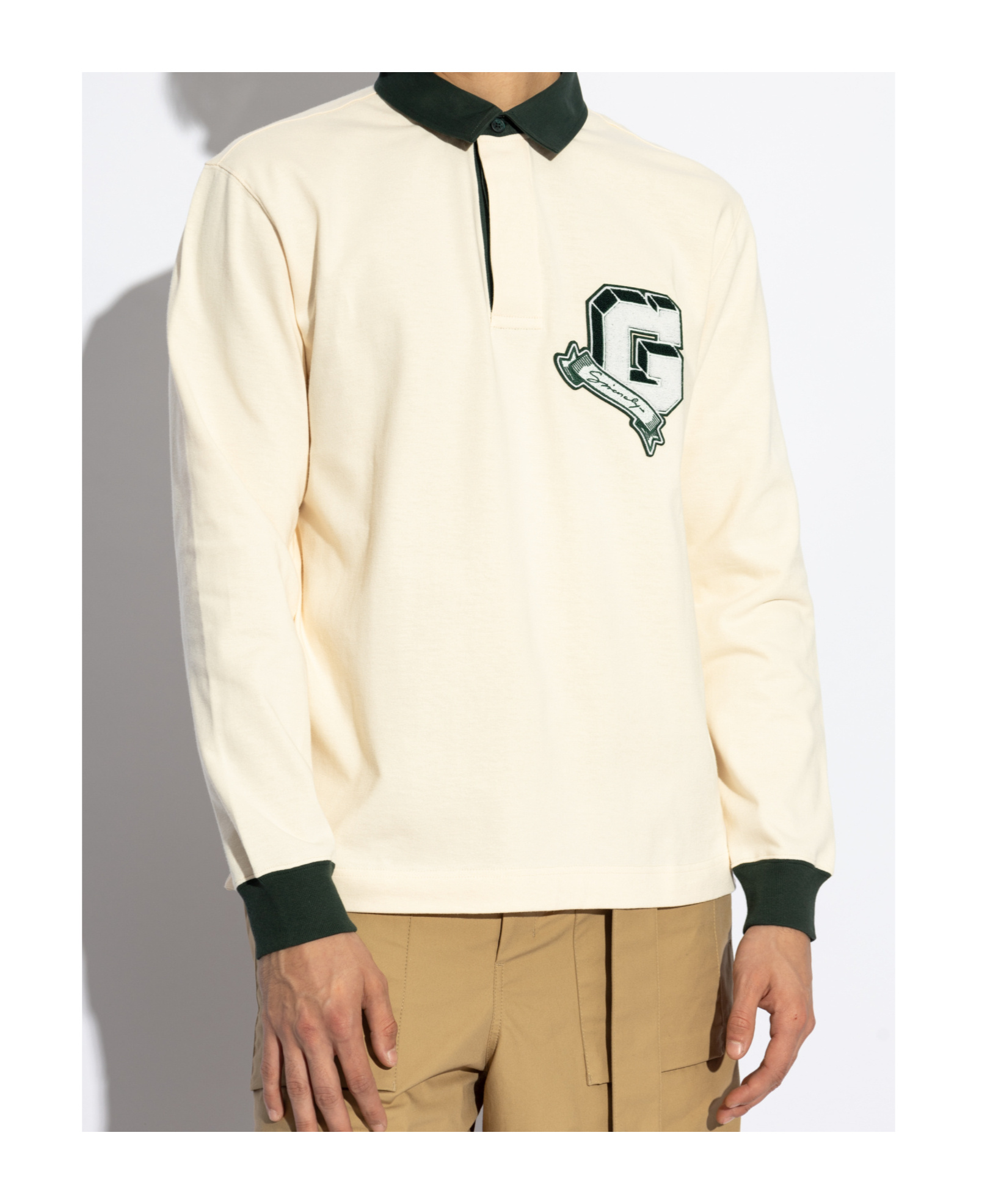 Givenchy College Cotton Long-sleeved Polo Shirt In White