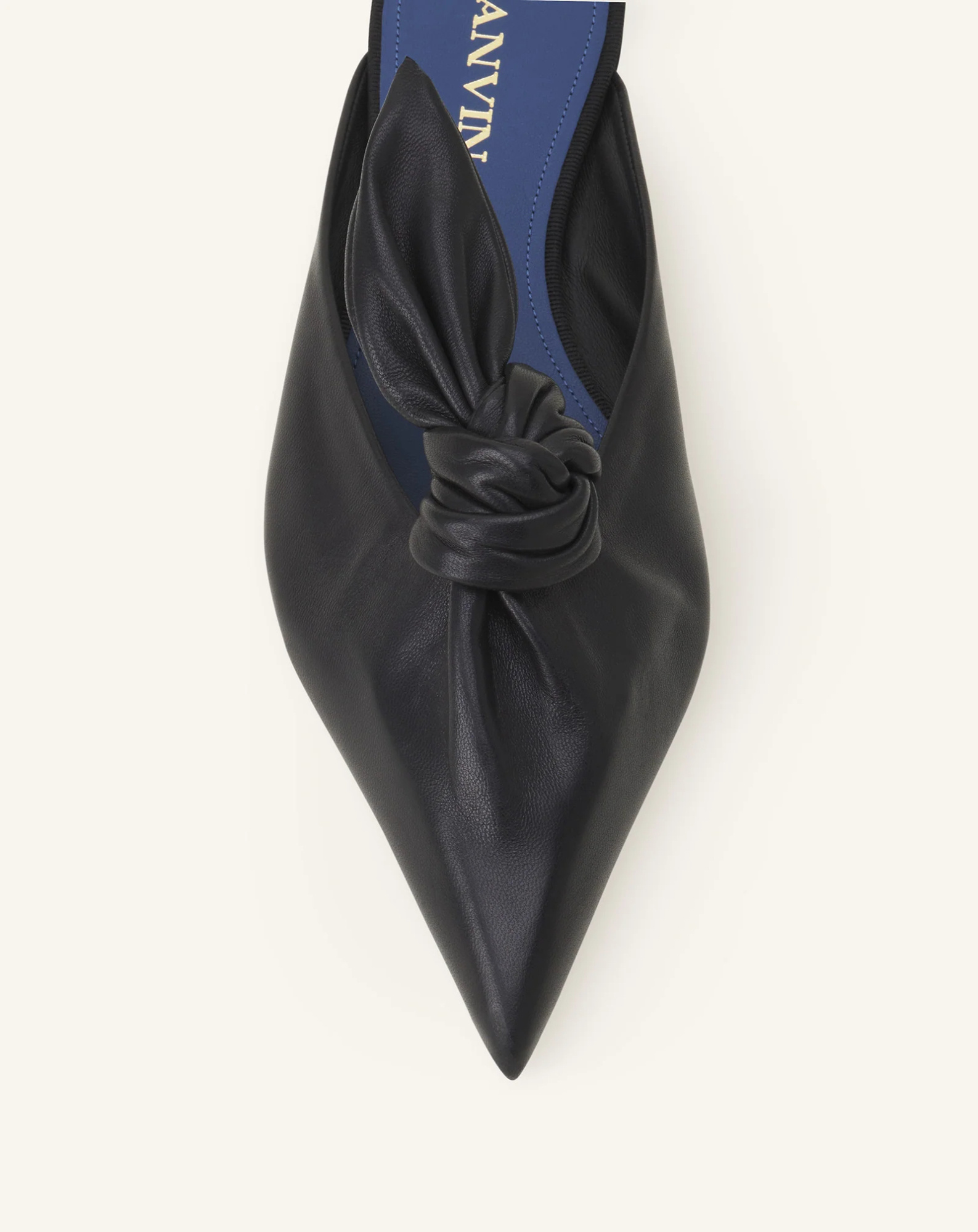 Lanvin Midnight Step Bow Leather Mule With Heel In Black