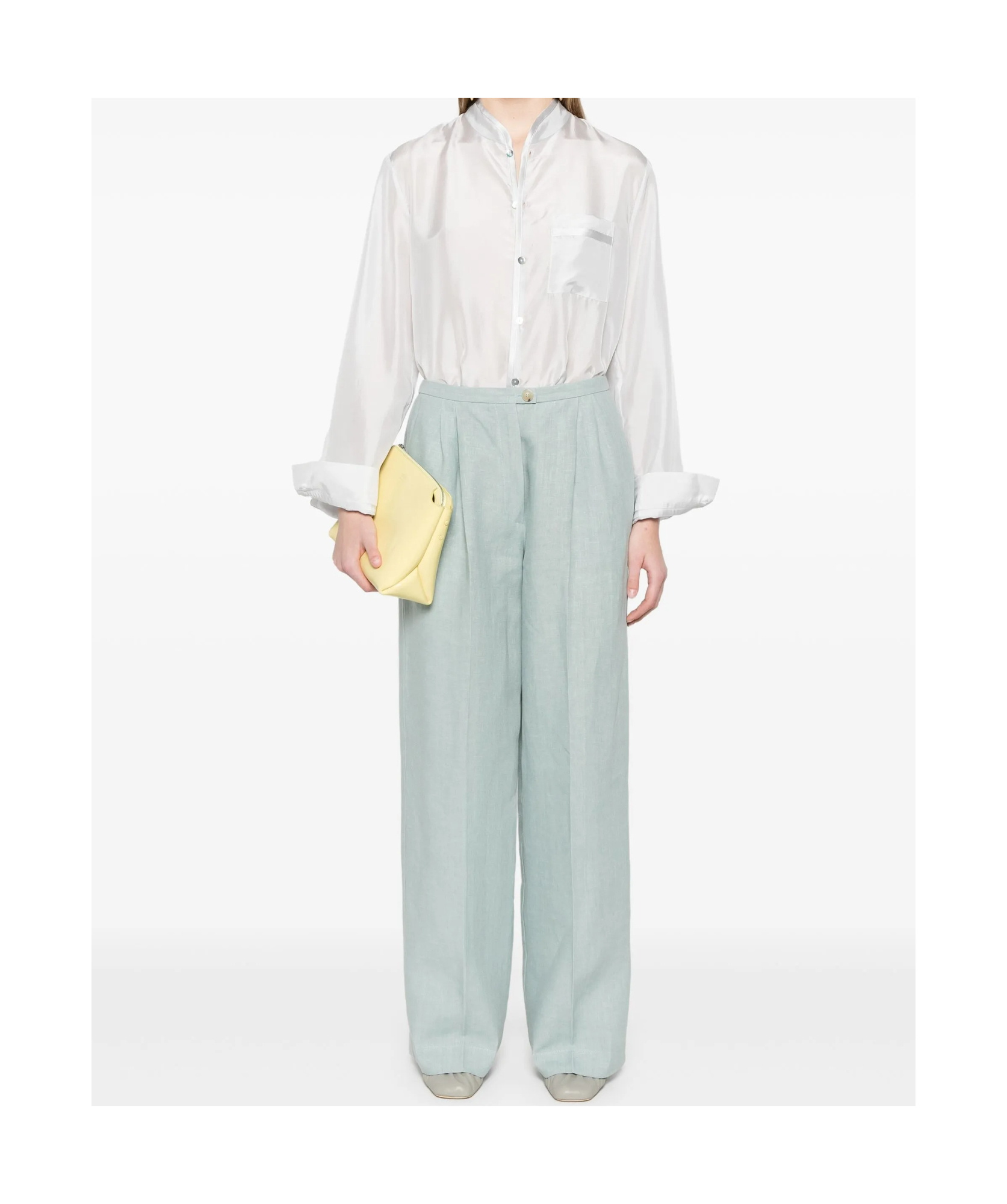 Shop Forte Forte Mandarincollar Shirt In Silk In White