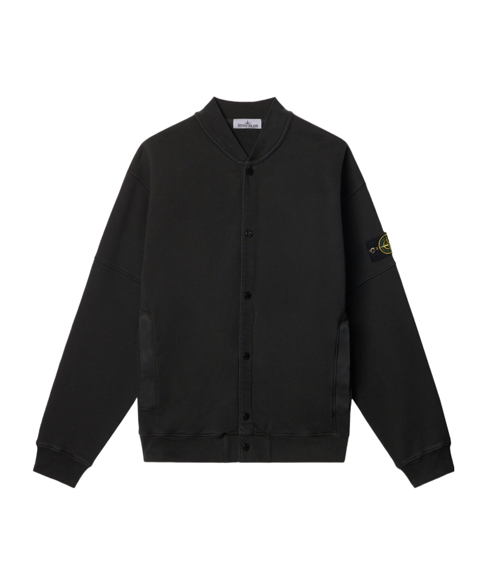 Stone Island 6100034 Organic Cotton Diagonal Fleece 'old' Effect In Black