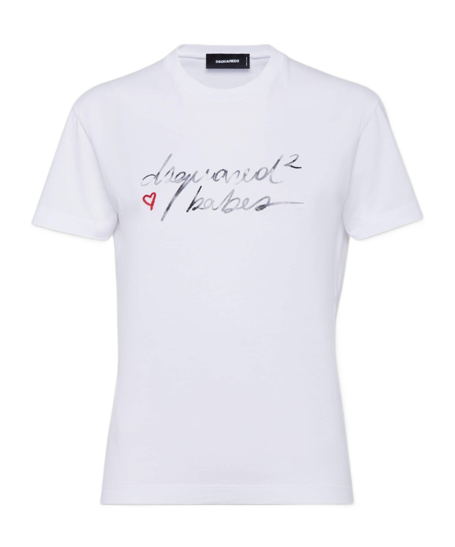 Dsquared2 Logo Print Cotton Jersey T-shirt In White