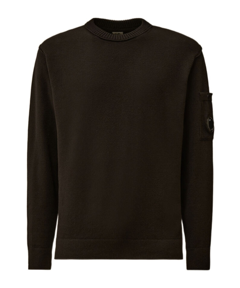 C.p. Company Pocket-detail Crew-neck Sweater In Brown