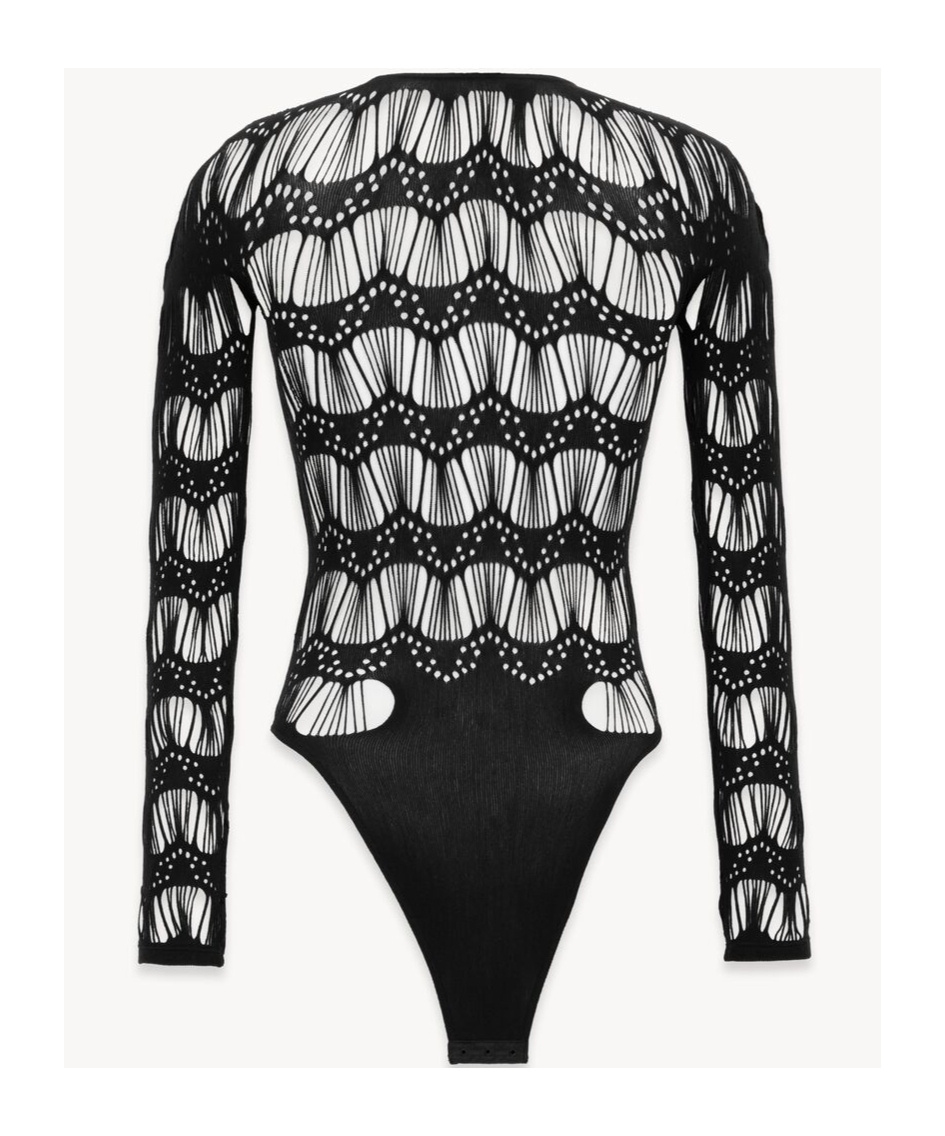 SAINT LAURENT LADDER-KNIT JERSEY BODYSUIT