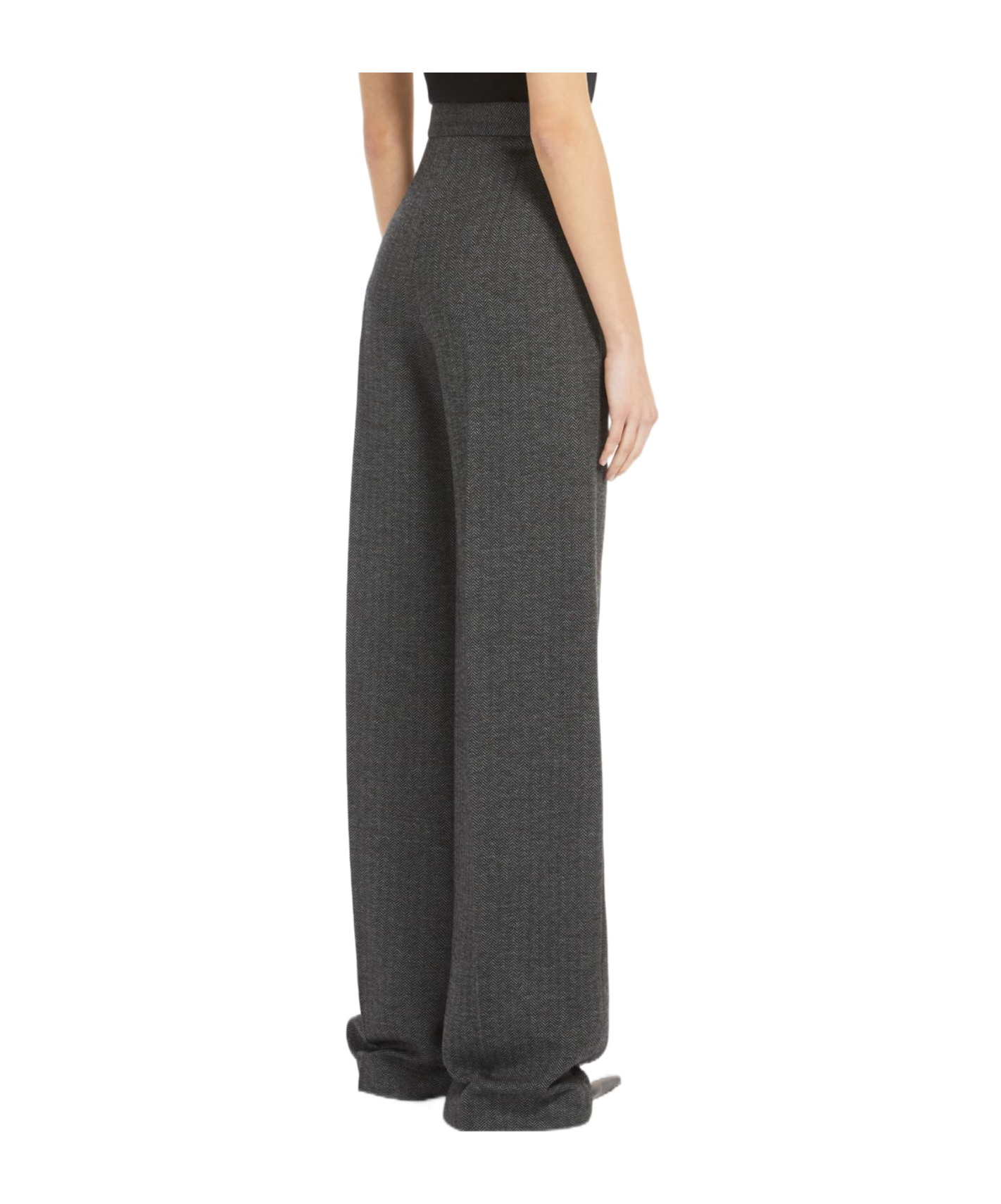 Max Mara Wool Wide-leg Casual Pants In Black