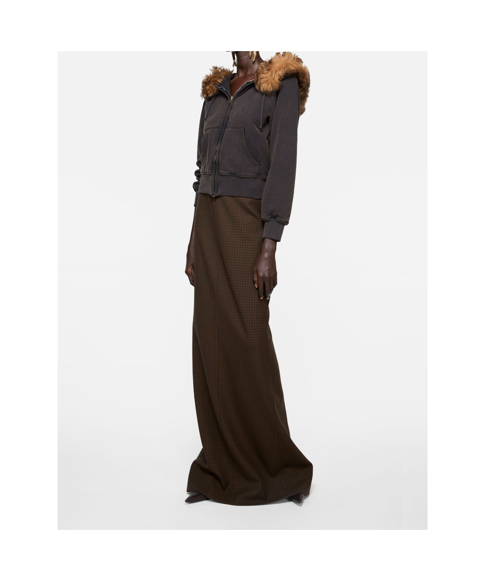 Acne Studios High-waisted Checked Skirt In Brown