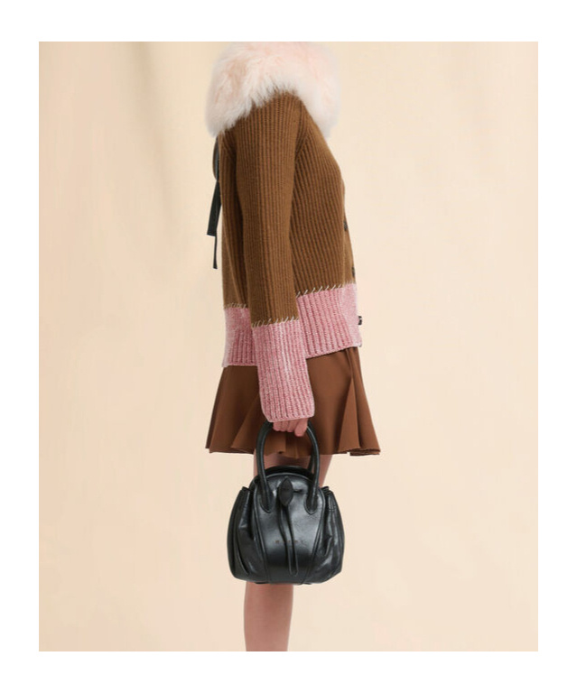 Marni Black Leather Tulipea Small Handbag In Black