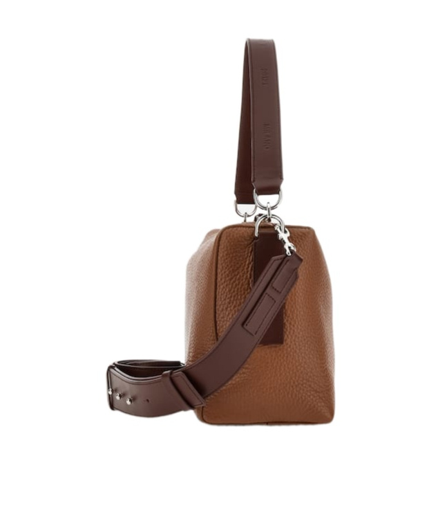 Hogan Script Bauletto Leather Shoulder Bag In Brown