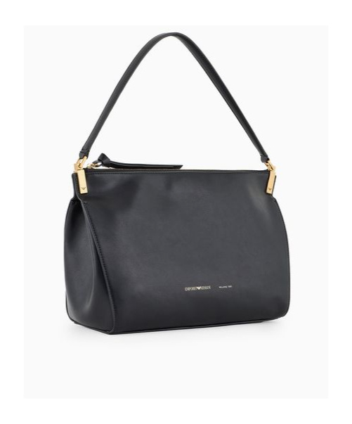 Emporio Armani Leather Shoulder Bag In Black