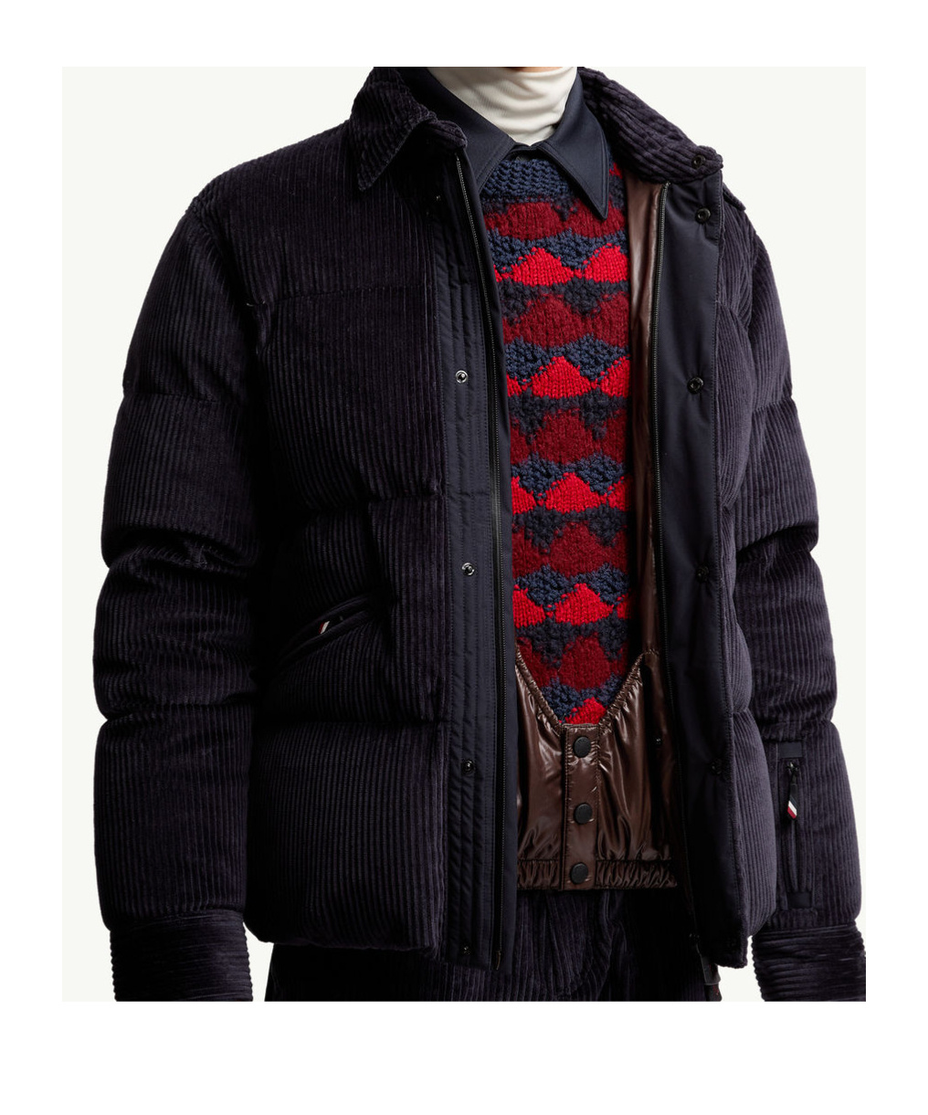 Moncler Elgon Corduroy Down Ski Jacket In Animal Print