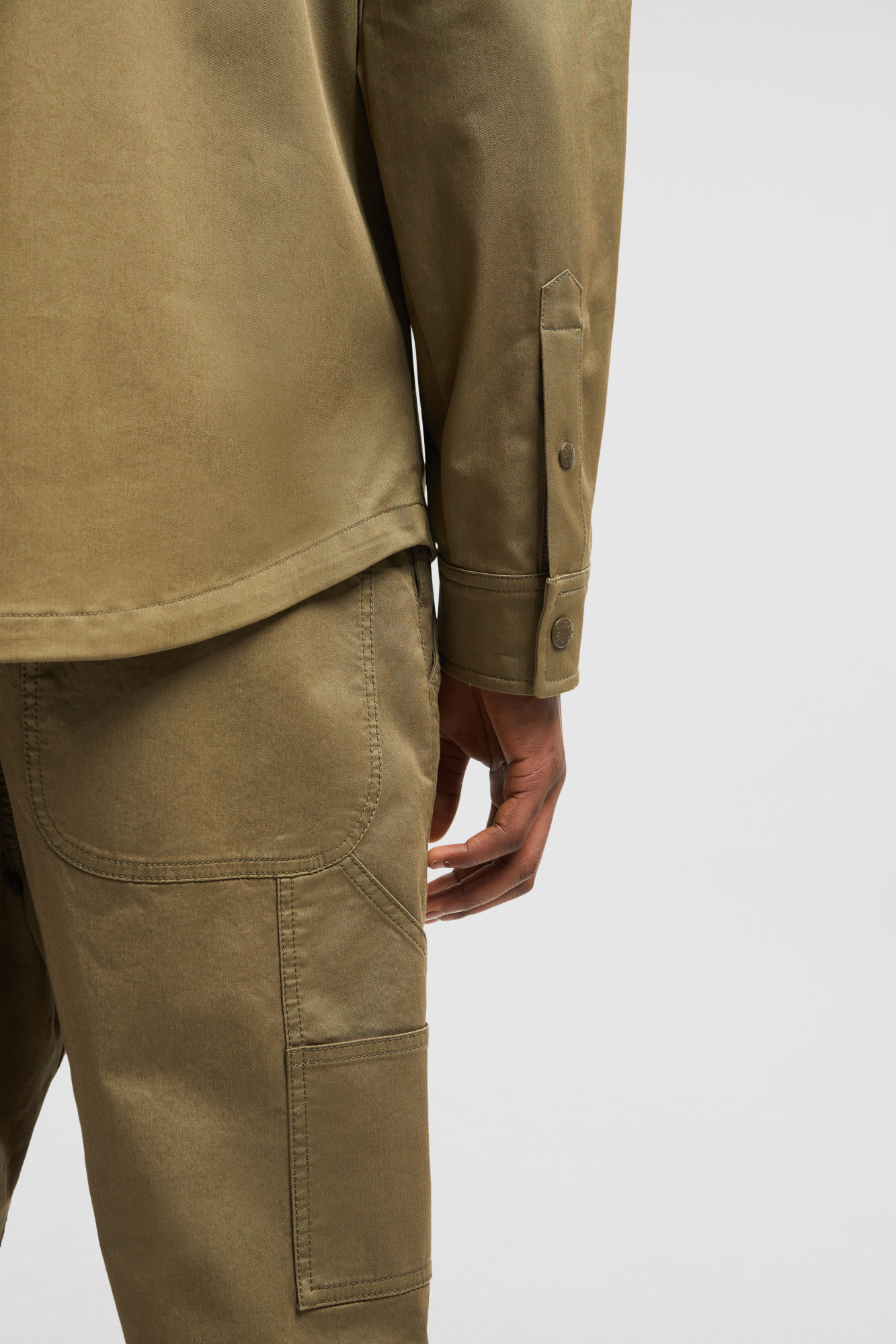 Moncler Beige Cotton Gabardine Overshirt In Brown