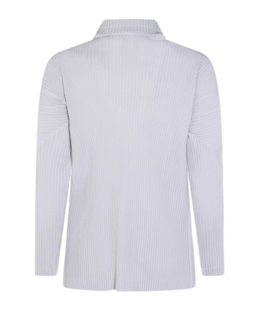 Issey Miyake Long Sleeve Ribbed Turtleneck Top In White