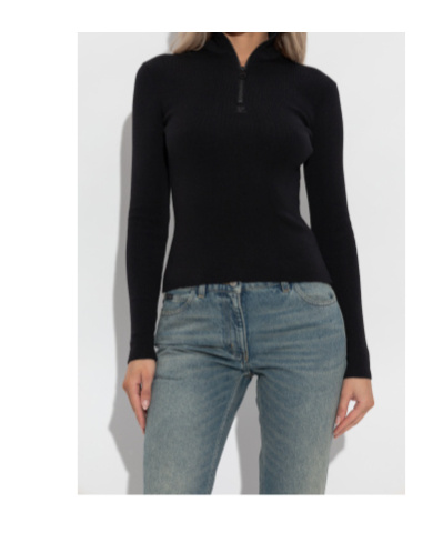 Courrèges Long-sleeved Sweater In Black