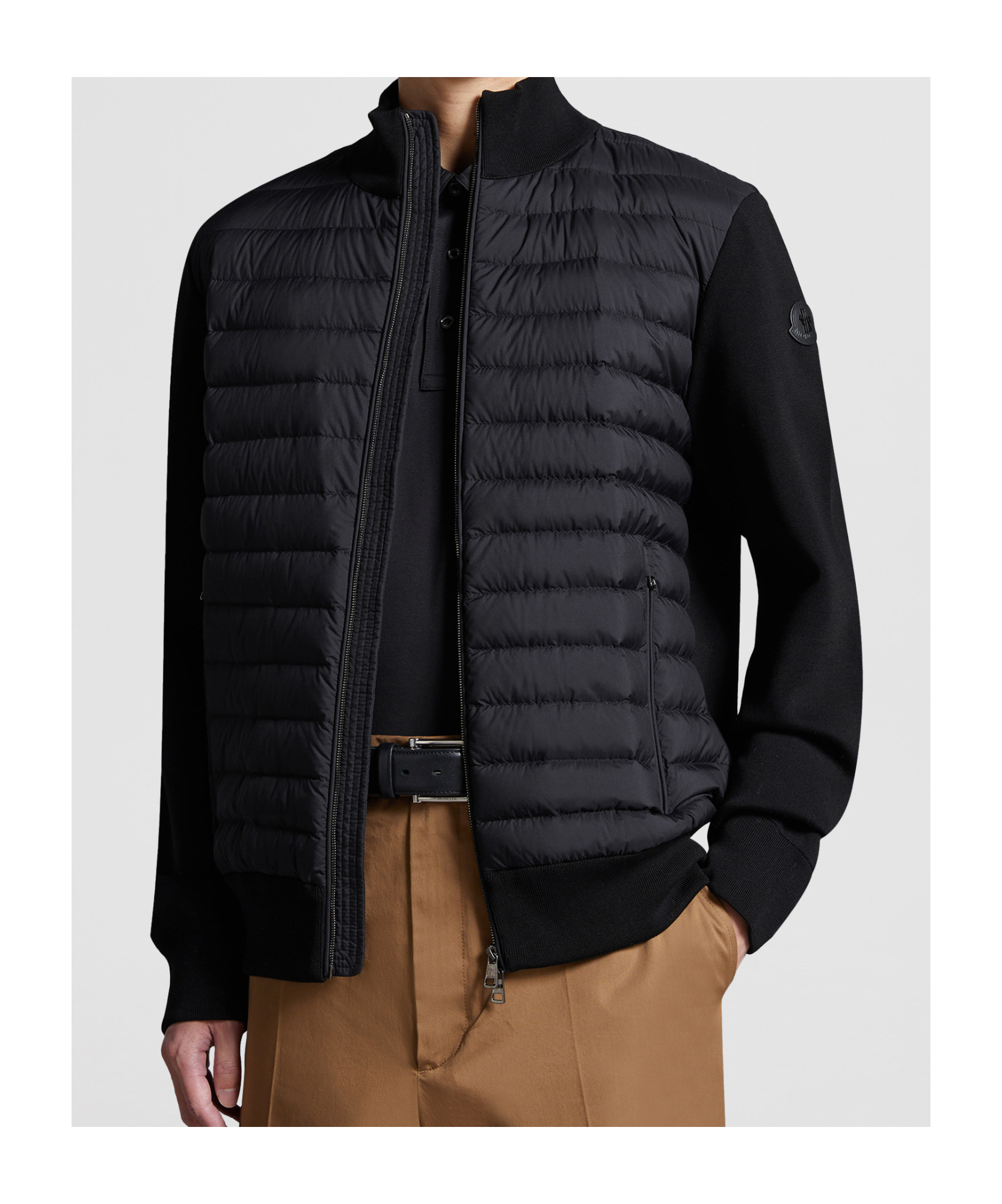 Moncler Men's Navy Stretch Cotton Blend Cardigan In Black