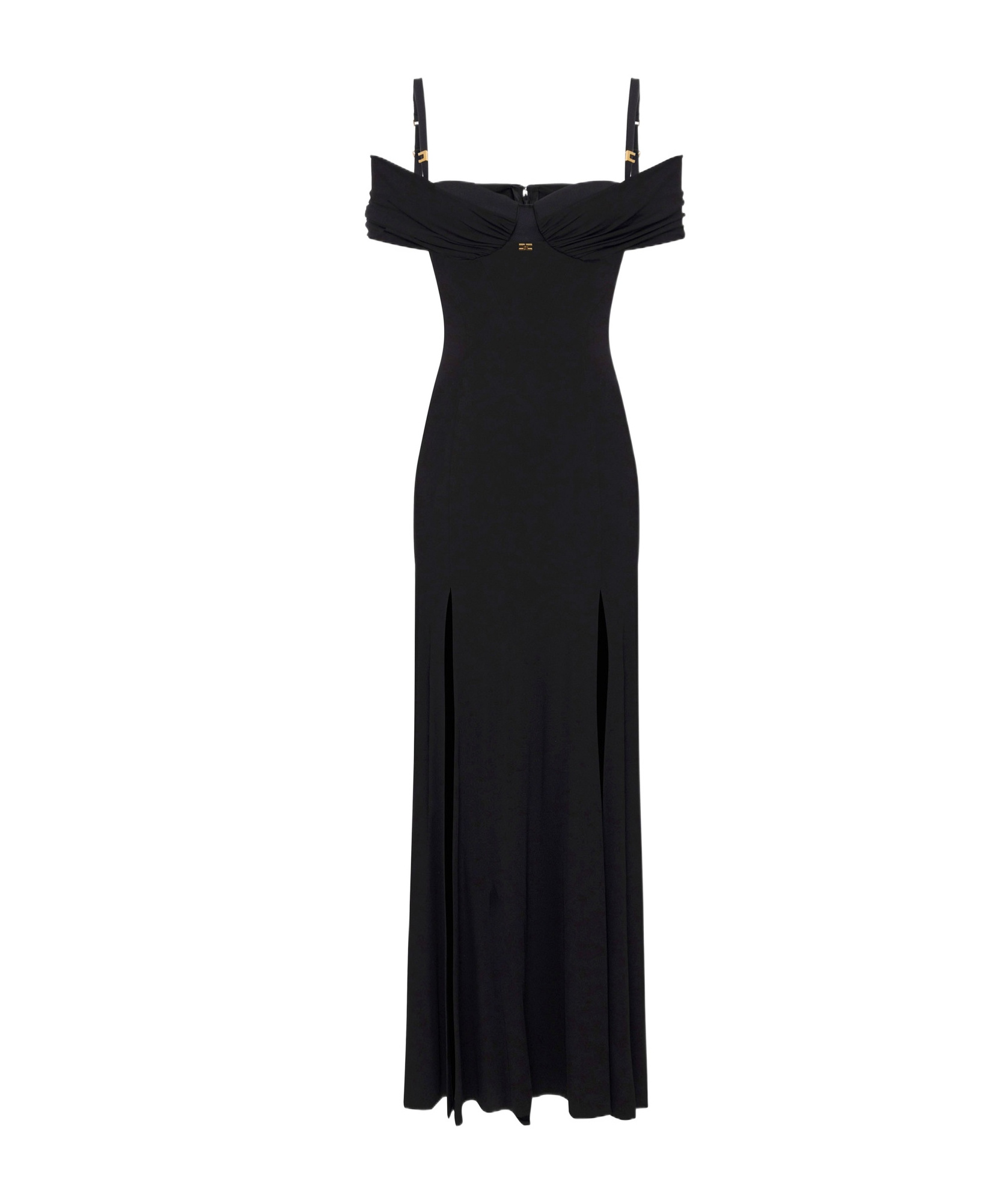 Elisabetta Franchi Red Carpet Crepe Jersey Dress With Corset In Black
