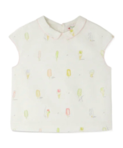Bonpoint Blouse With Ice-cream Motifs In White