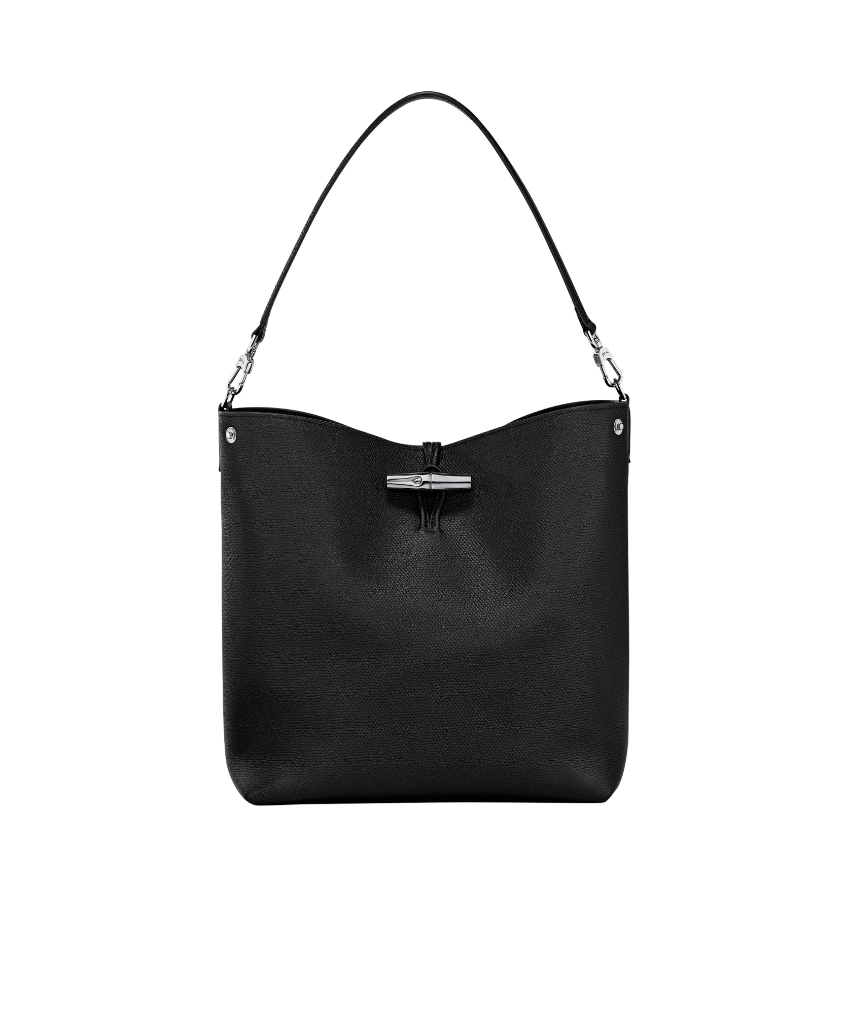 Longchamp Medium Le Roseau Leather Hobo Bag In Black