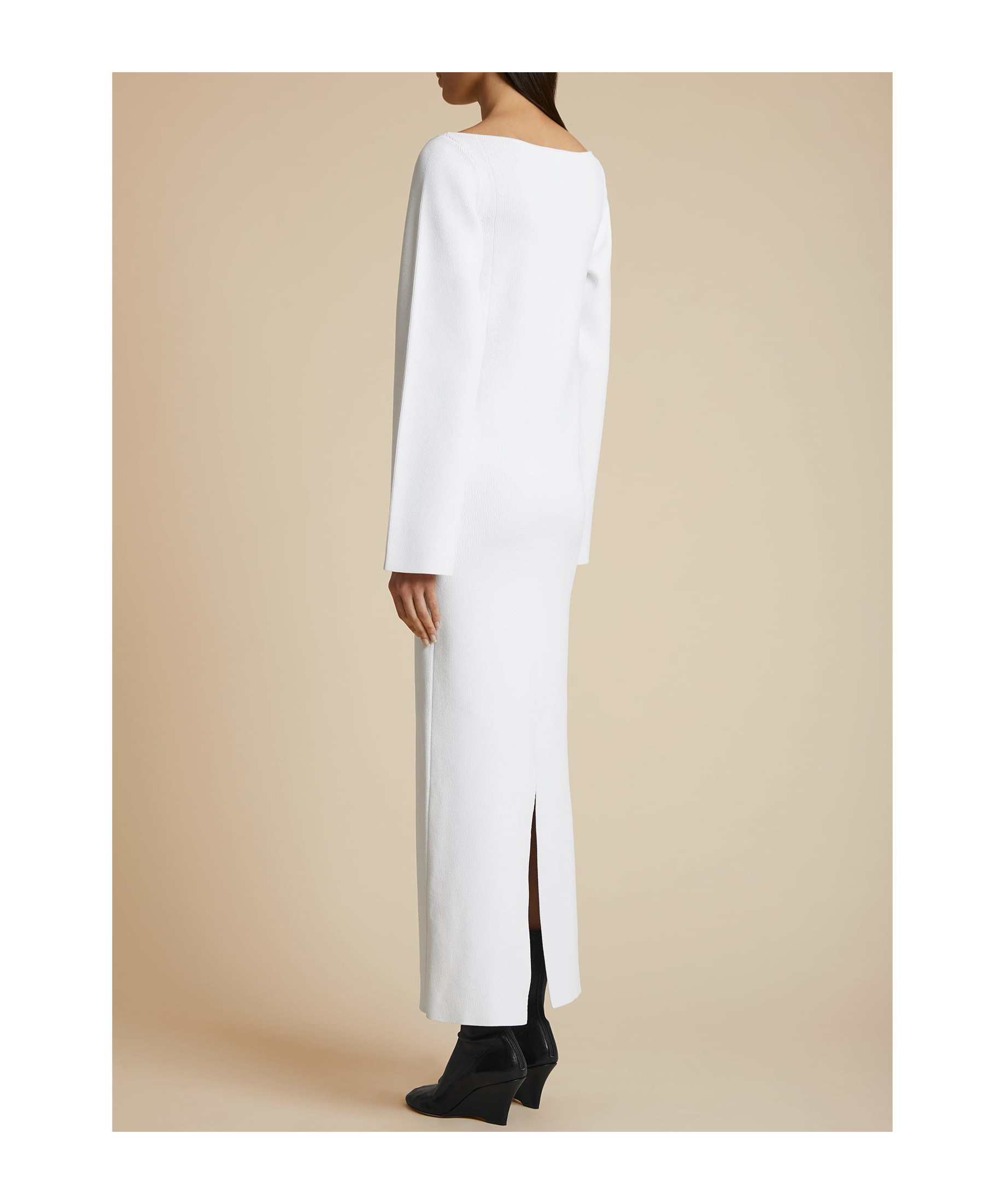 Khaite Alta Ribbed Midi Dress In White