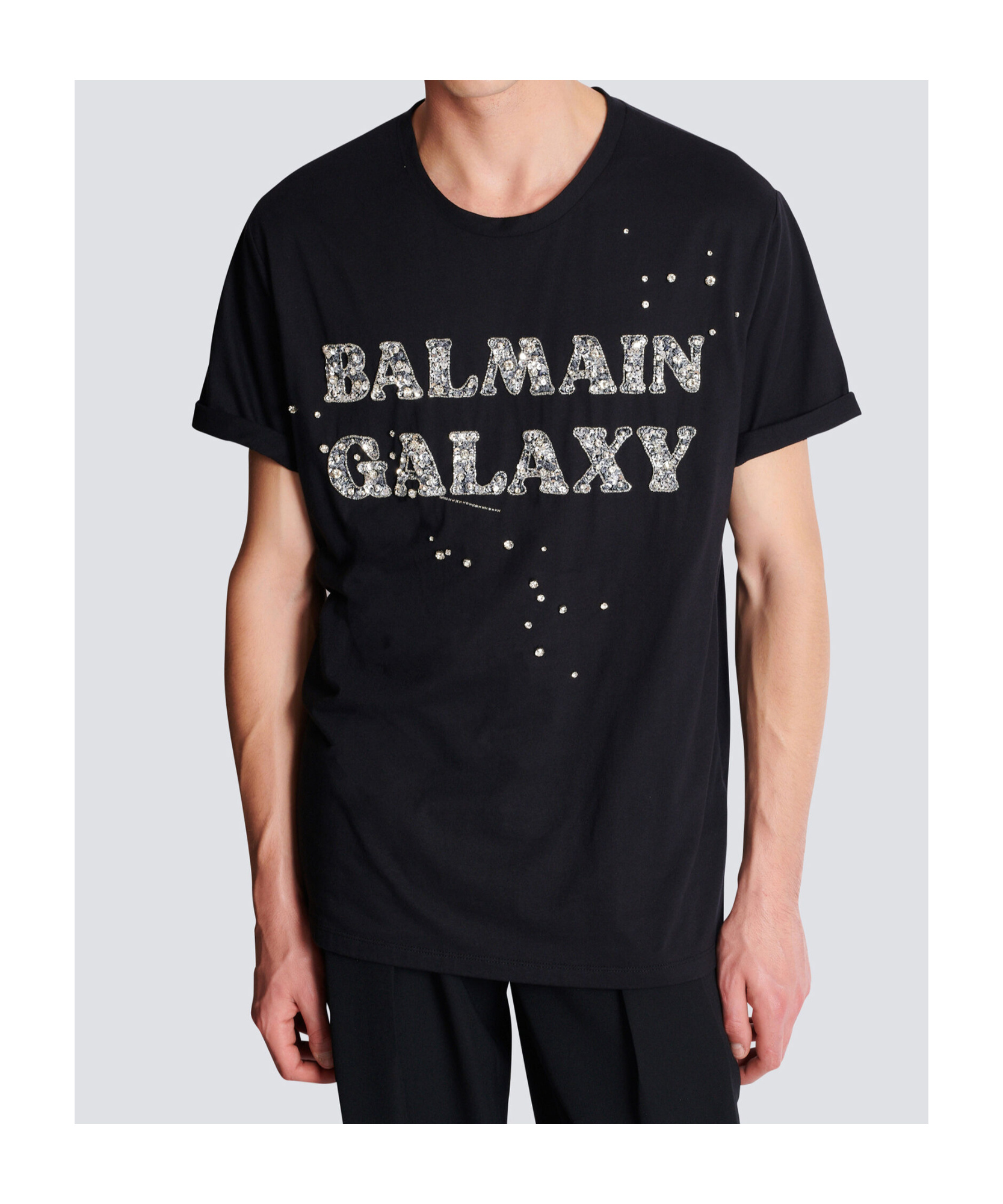 Balmain Embroidered Galaxy Logo T-shirt In Black