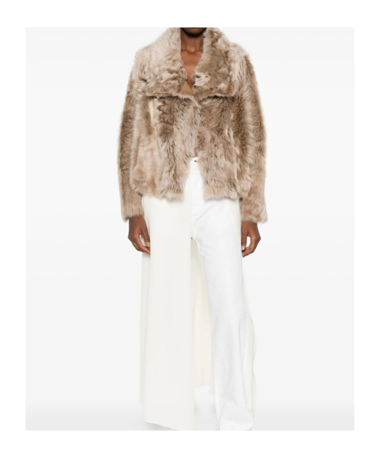Yves Salomon Leather-trimmed Fur Jacket In Brown