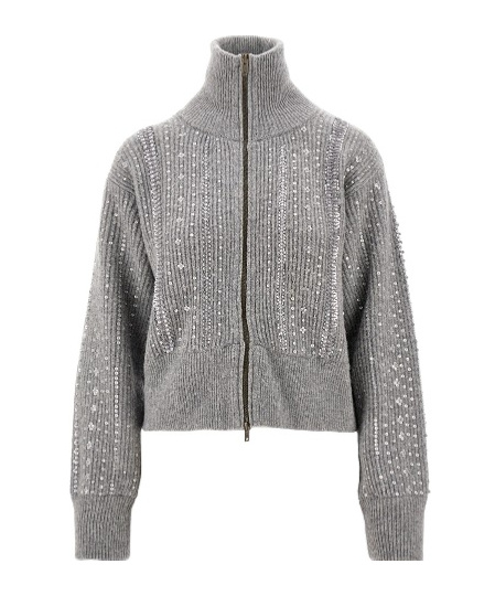 Golden Goose Turtleneck Sweater Cardigan In Gray