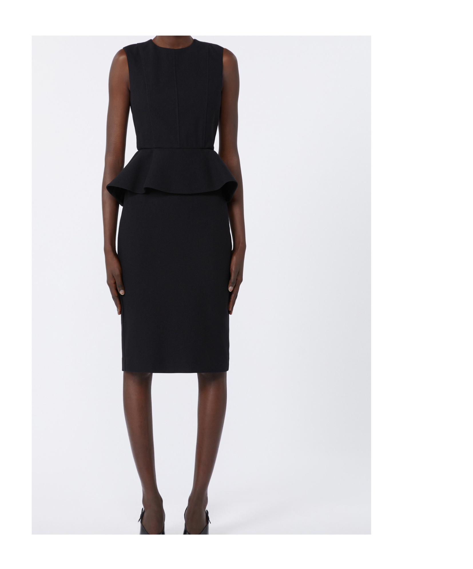 Max Mara Cosmos Sleeveless Knit Peplum Dress In Black
