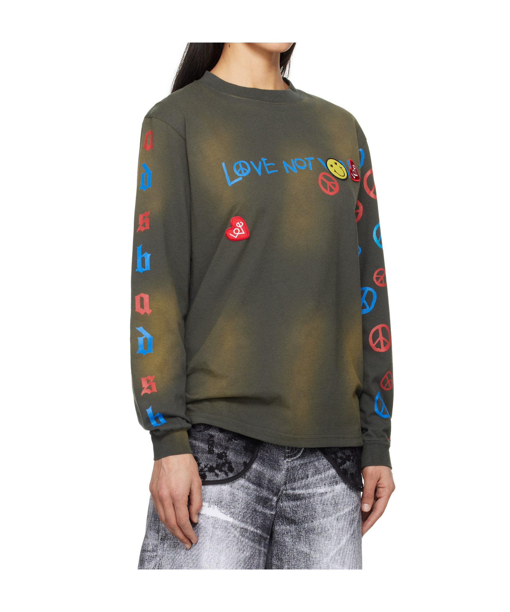 Andersson Bell Gray 'love' Long Sleeve T-shirt In Green