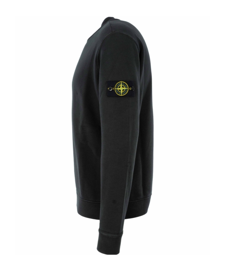Stone Island Compass-patch Concealed-fastening Coat In Black