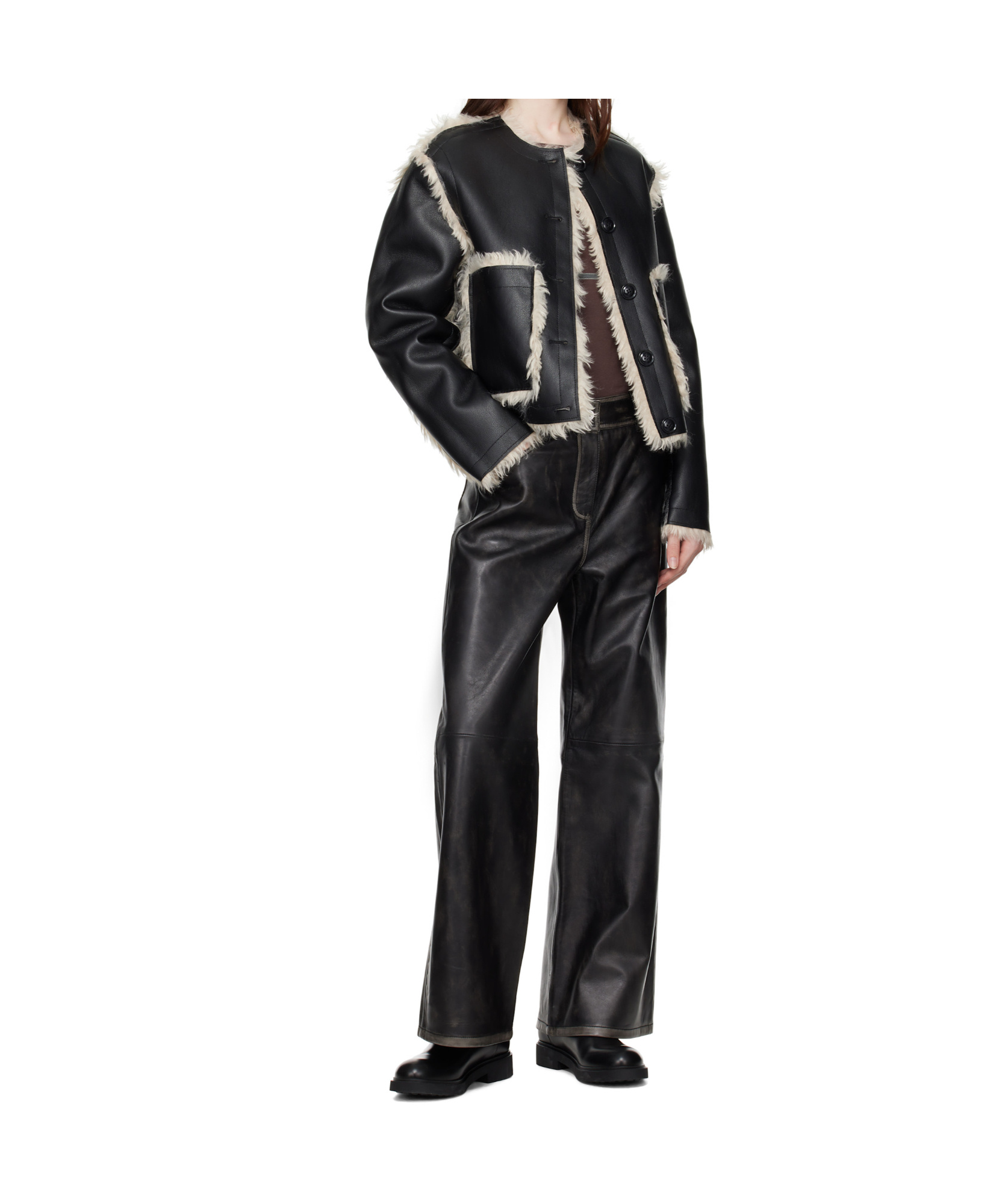 STAND STUDIO REVERSIBLE FAUX-LEATHER JACKET