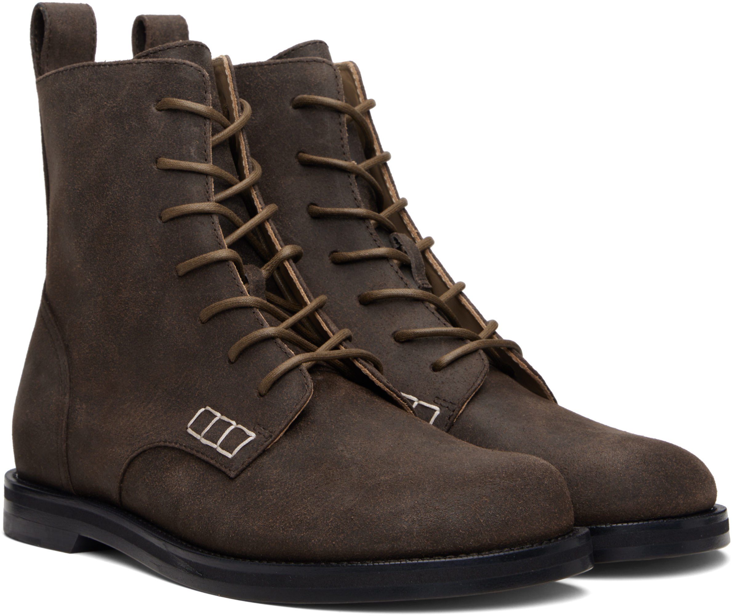 Jw Anderson Loafer Lace-up Ankle Boots In Brown