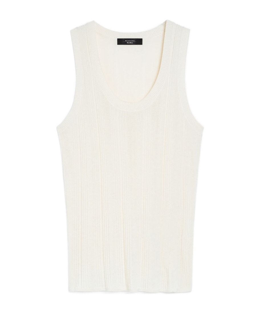 Shop Weekend Max Mara Viscose Yarn Top In White