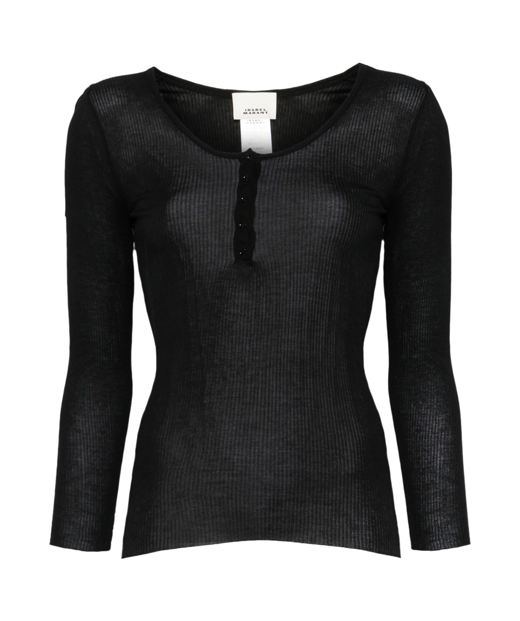 Isabel Marant Lamylic Long Sleeve Cotton Top In Black