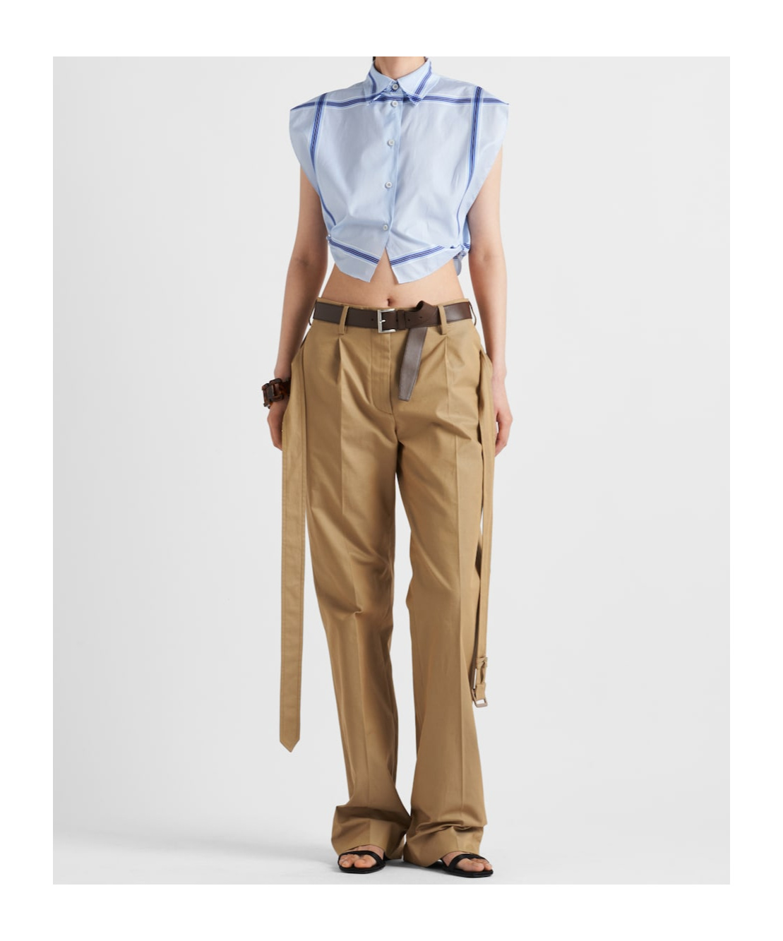 Prada Creased Detail Casual Pants In Brown