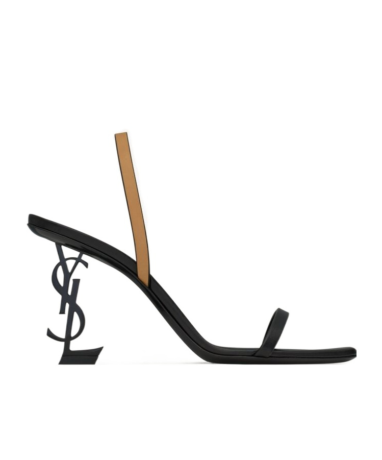 Saint Laurent Opyum Leather Sandals In Black