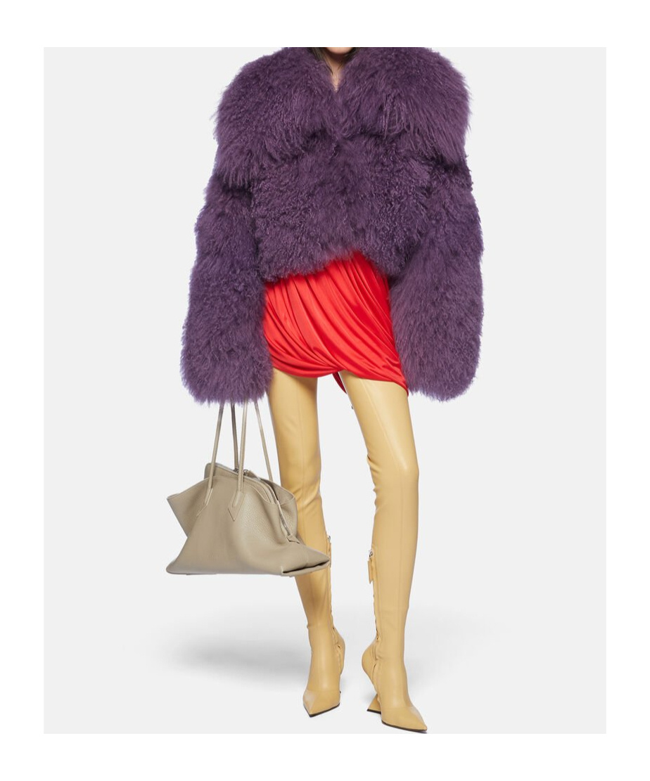 Attico Mongolia Fur Bomber Jacket In Violet In Purple