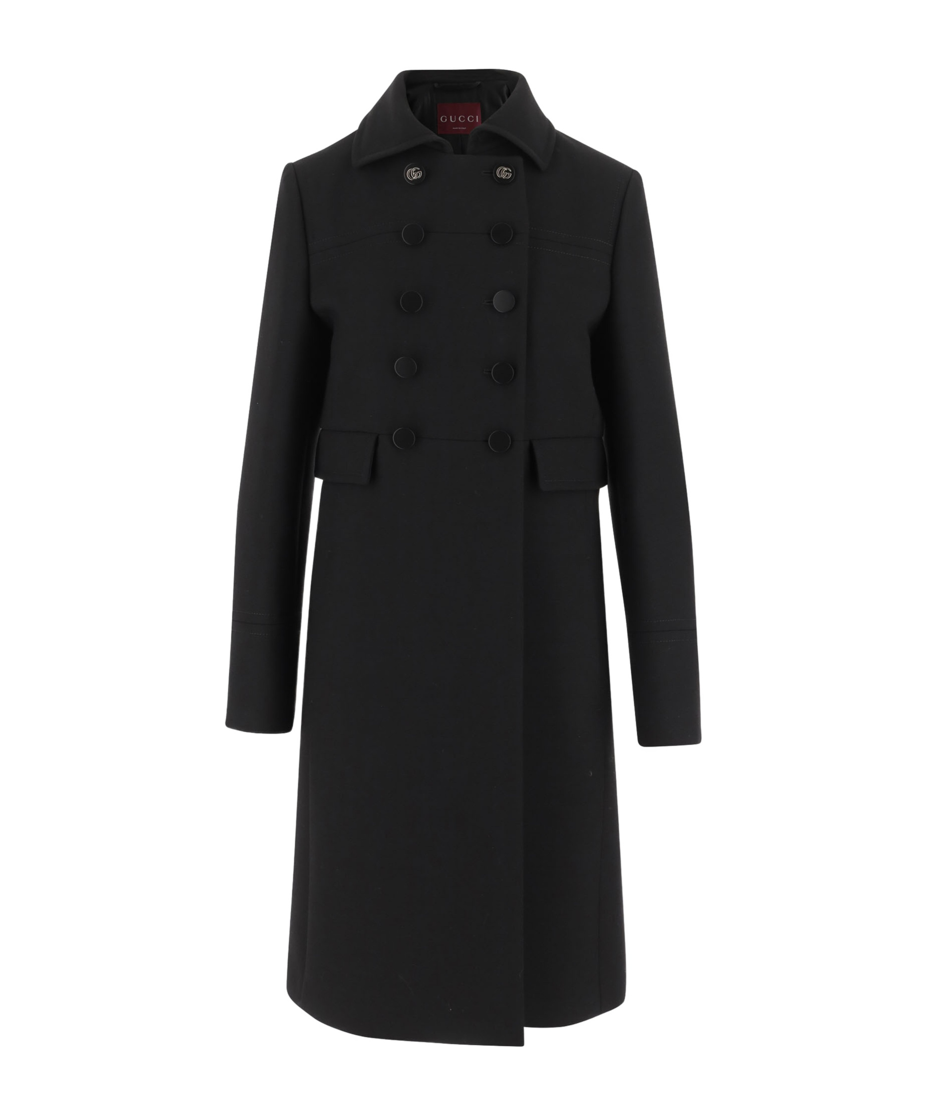 Gucci Double G Double-breasted Wool Coat In Black