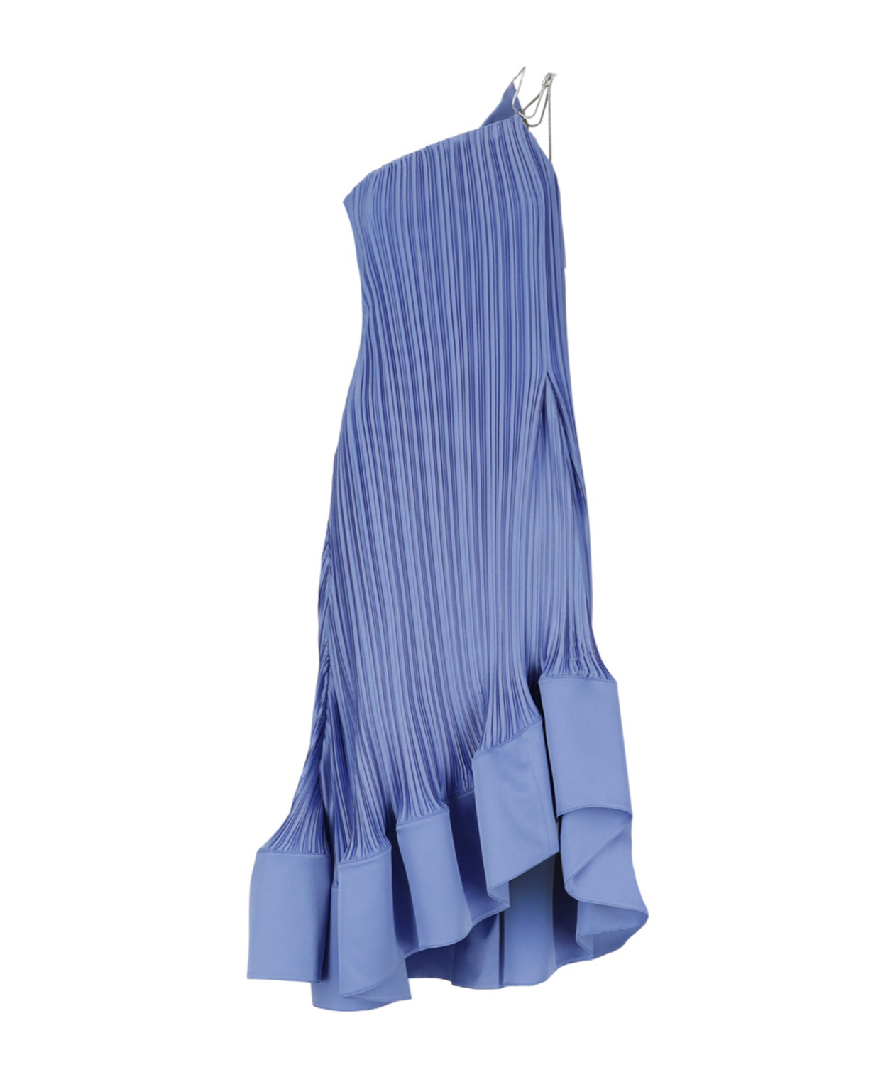 Lanvin Satin Pleated Dress In Blue