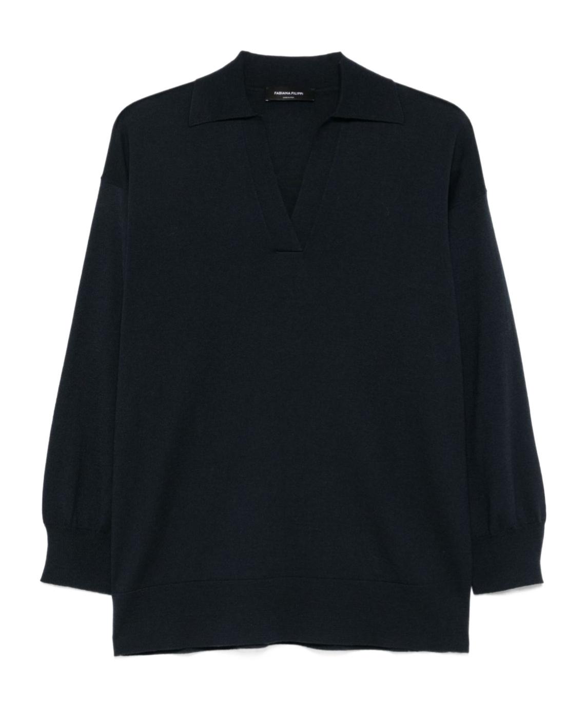 Shop Fabiana Filippi Long Sleeve Polo Shirt In Black