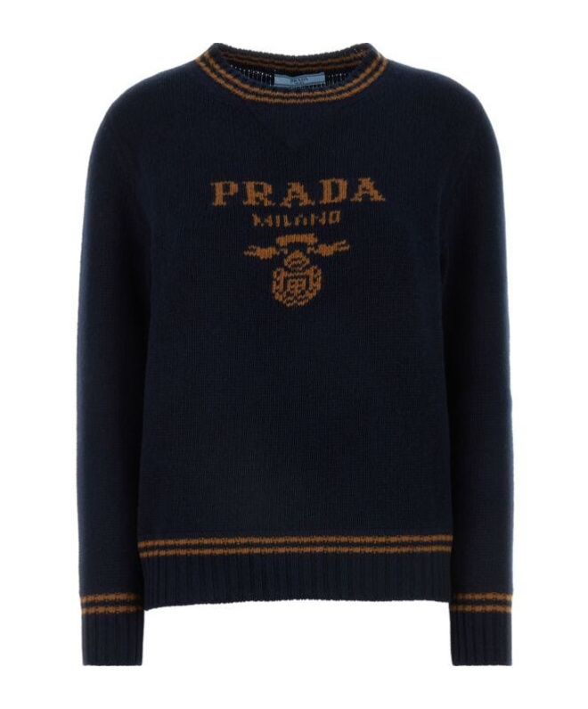 Prada Logo Long-sleeved Sweater In Black