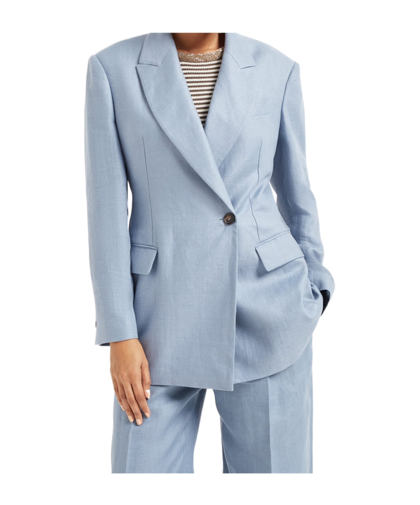 Brunello Cucinelli Hemp-linen Single-breasted Blazer In Avio Blue