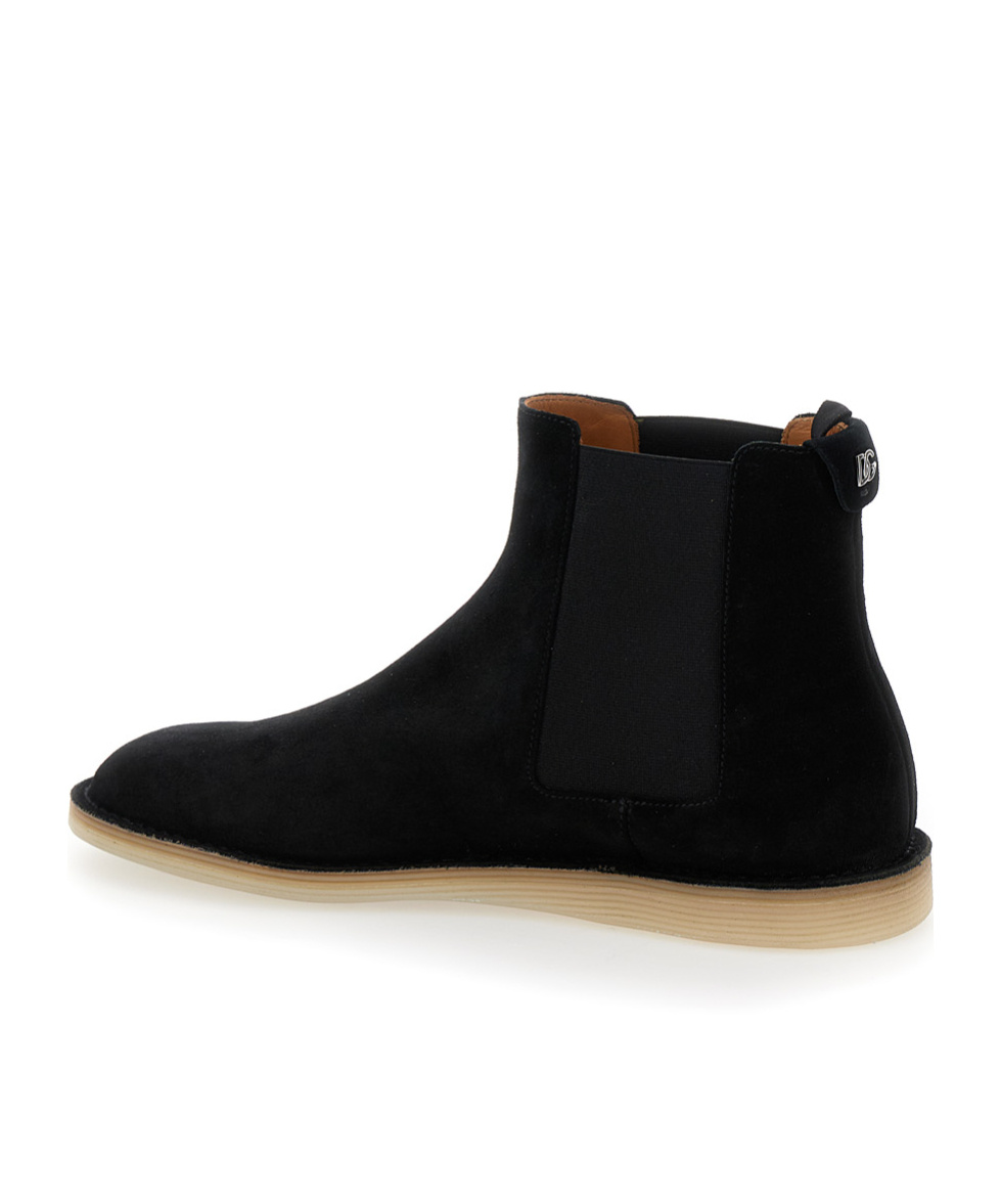 Dolce & Gabbana Black Pull-on Ankle Boots With Dg Logo In Black