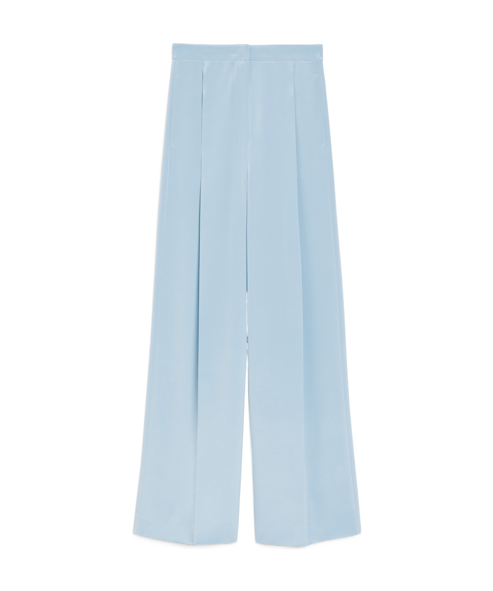 Max Mara Pleated Silk Pants In Blue