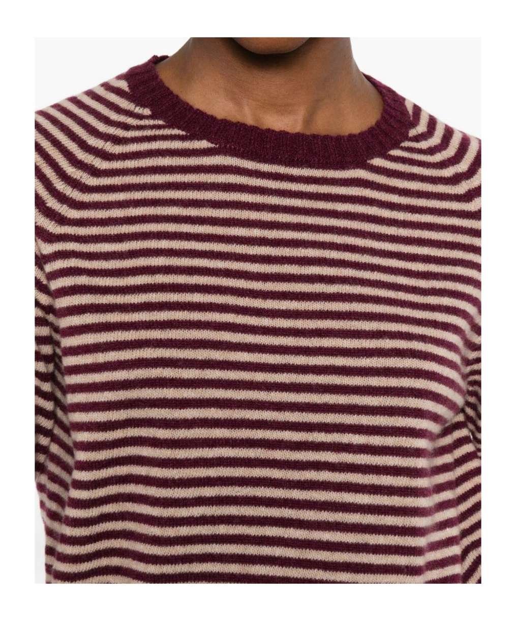 Baserange Striped Crew Neck Sweater In Brown