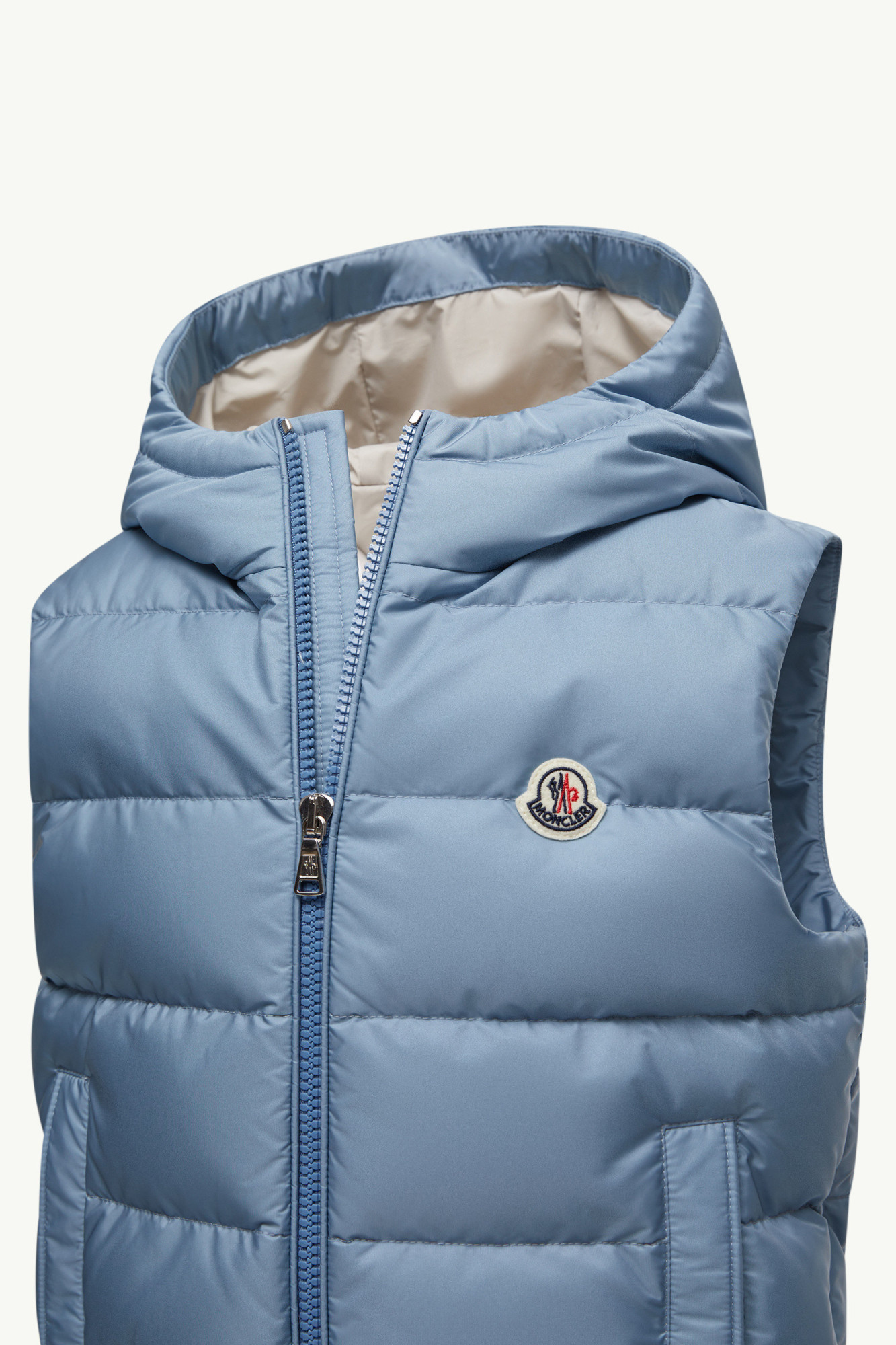 Moncler Fudo Hooded Down Gilet In Blue