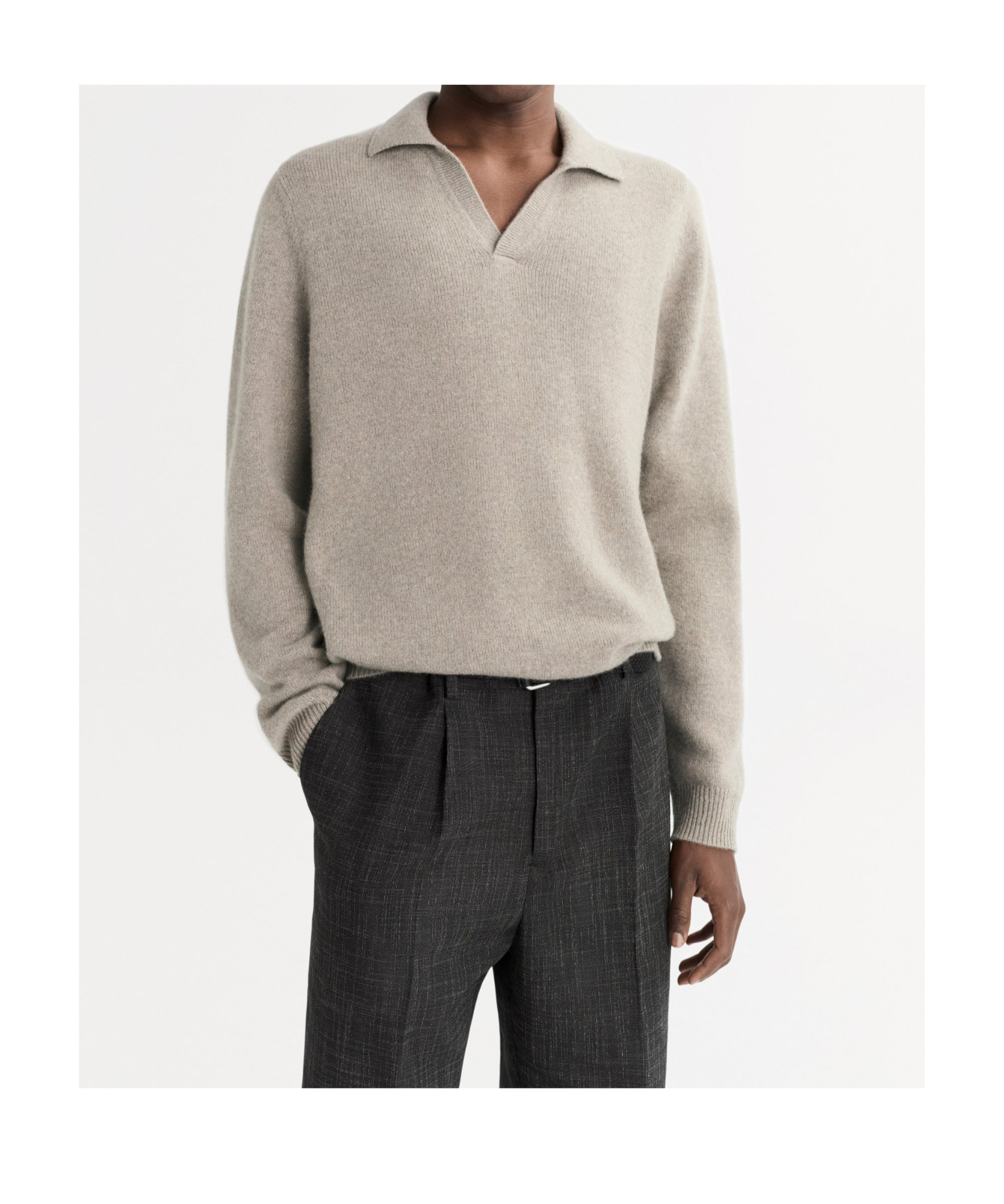 Soft Goat Long-sleeved Sweater In Gray