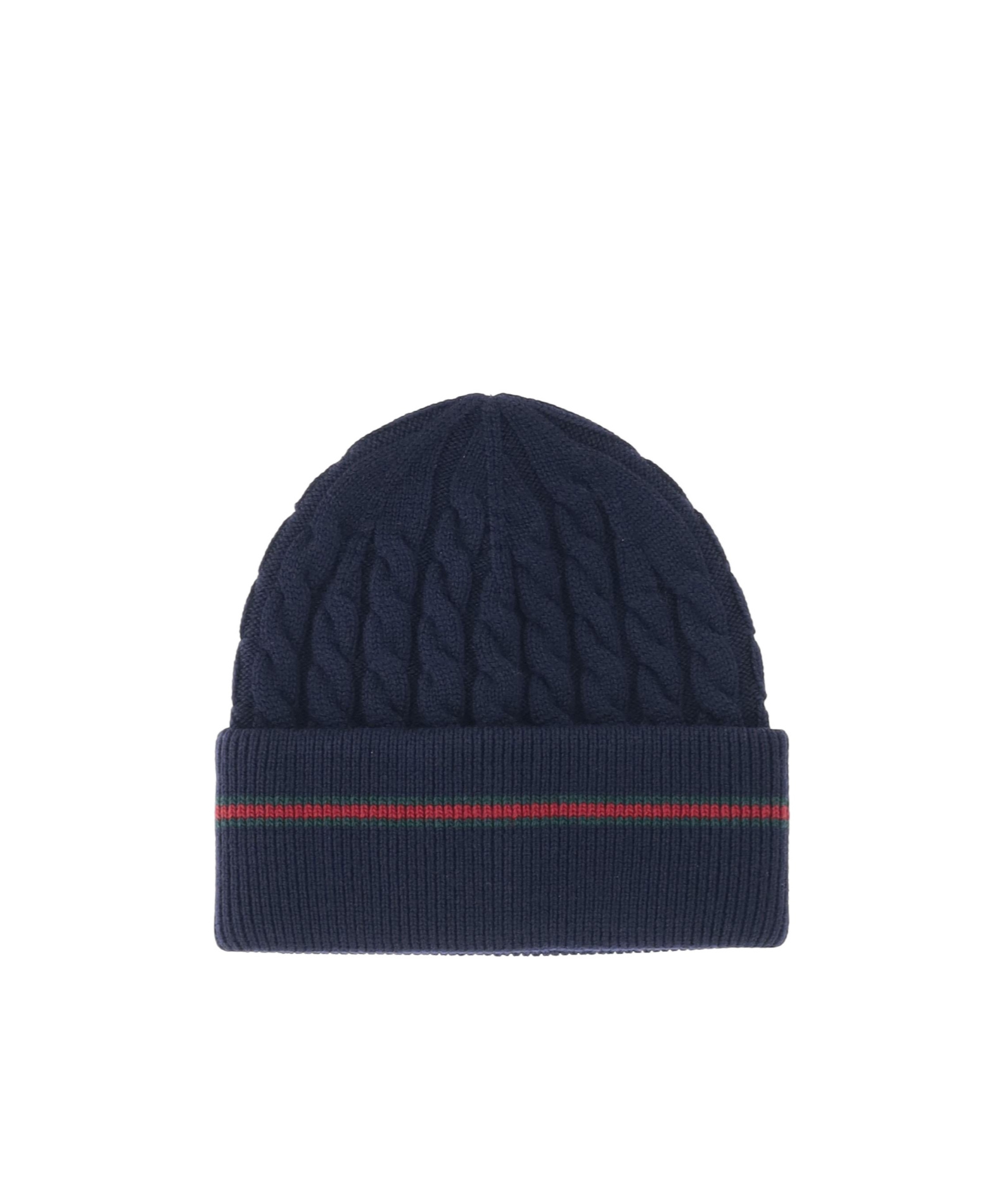 Gucci Wool Beanie With Webbed Ribbon In Blue