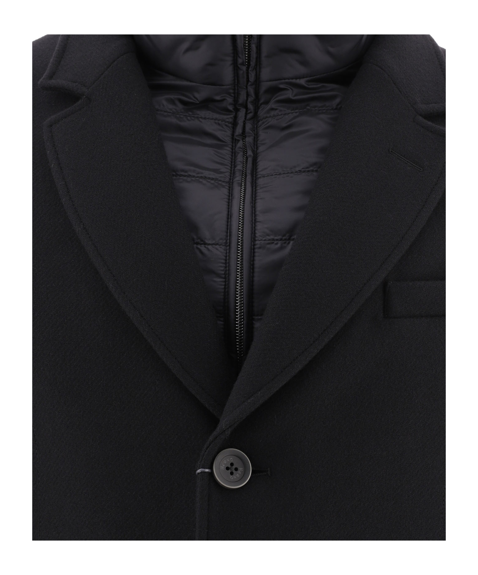 Herno Durable Long Sleeve Coat With Notched Lapels In Black