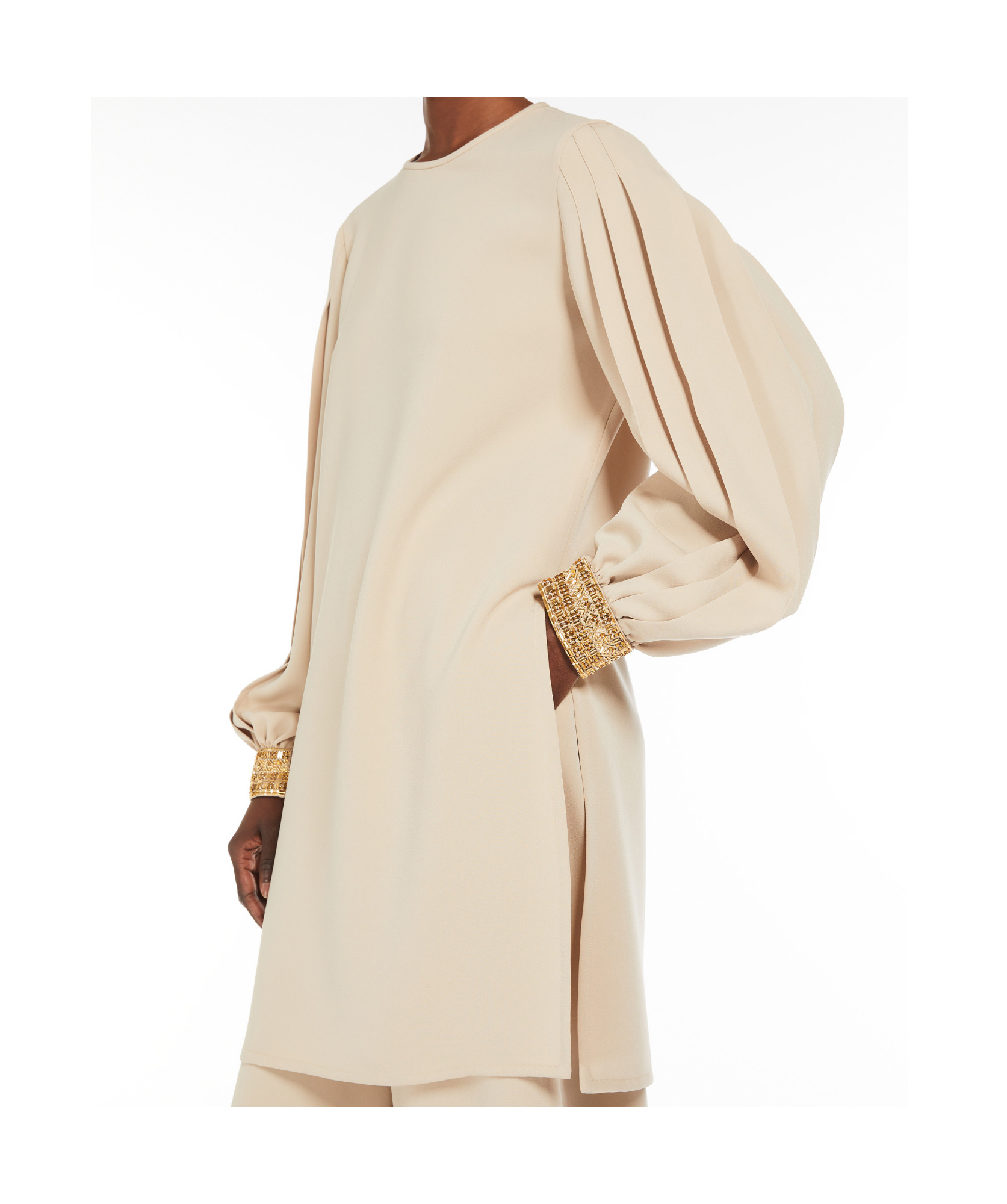 Max Mara Cady Embellished Blouse In Nude