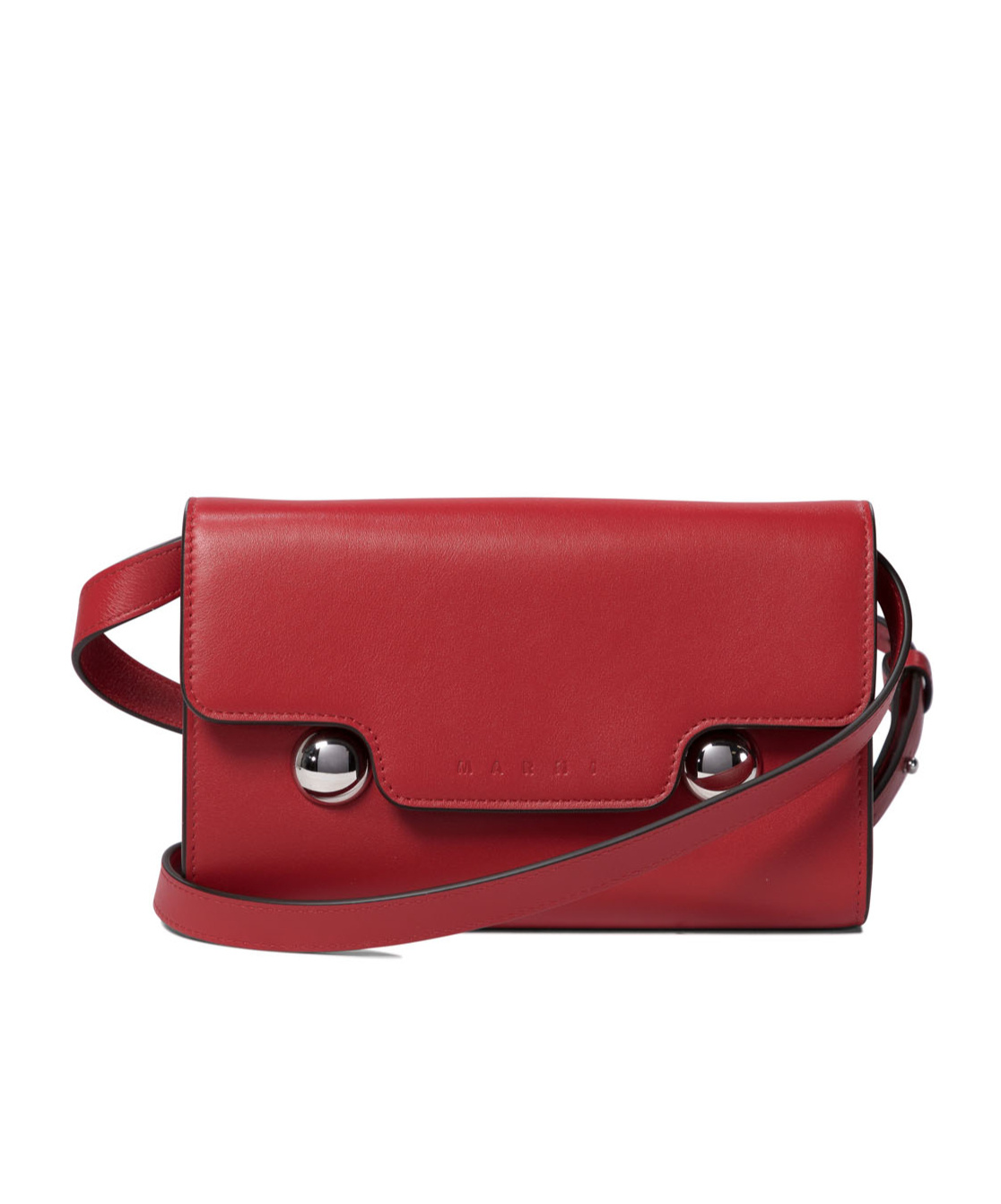 Marni Trunkaroo Calf Leather Clutch In Red