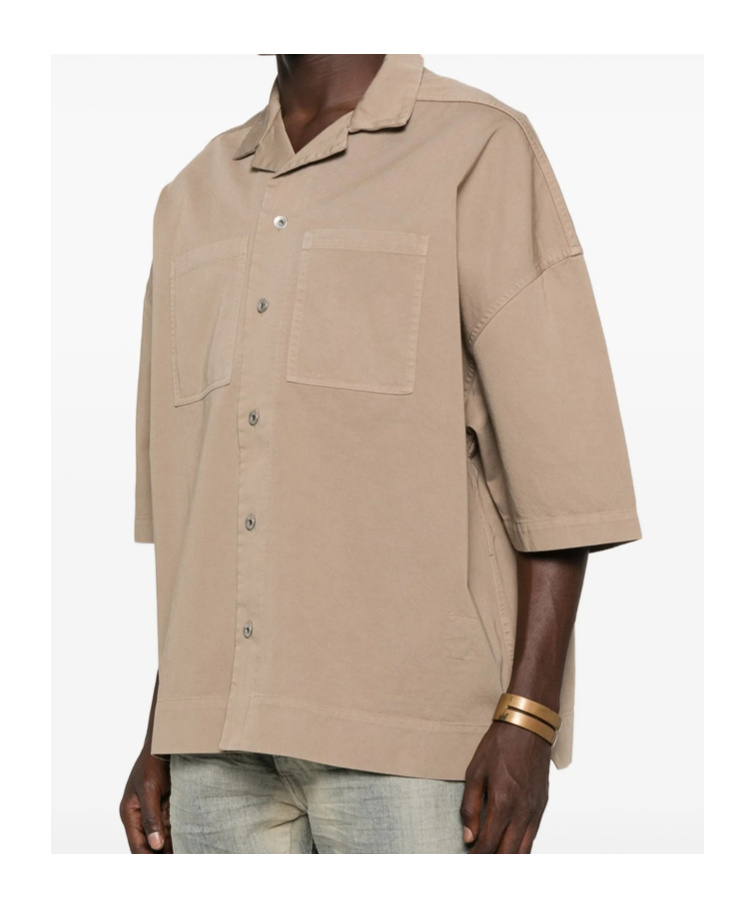 Rick Owens Drkshdw Double-pocket Short-sleeve Shirt In Brown