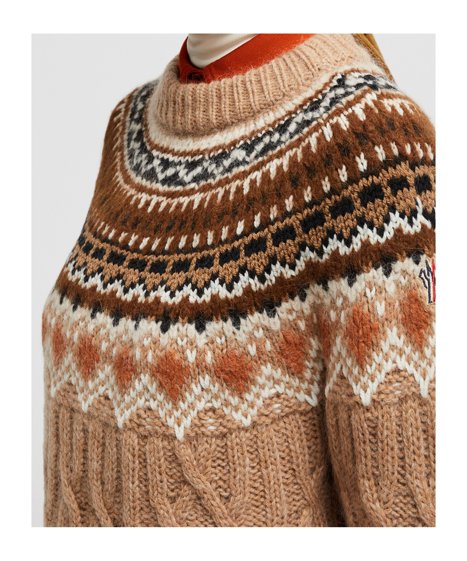 Moncler Crew Neck Sweater In Brown